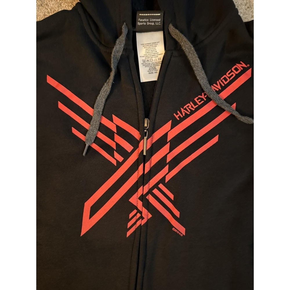 Harley-Davidson Women's Small Full Zip Hoodie Black Red Graphic Logo Biker - Picture 5 of 6